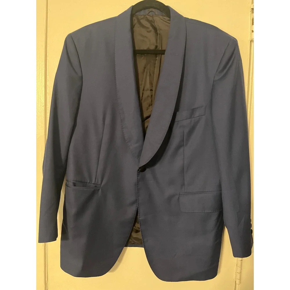 House of Donaldson Mens Blue Tuxedo Blazer Shawl Lapel Formal Jacket